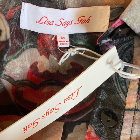 Lisa Says Gah Semi Sheer Button Front Top NWT The Dessert Table Collection - Picture 8 of 10